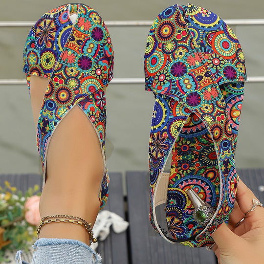 Damen elegante und bequeme Slippers mit floralem Muster EB