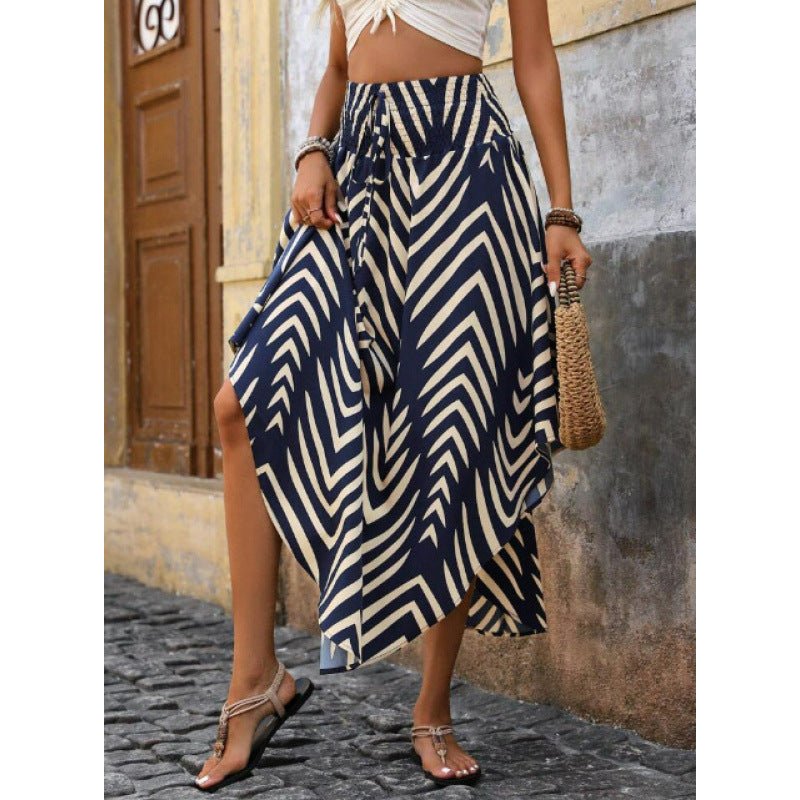 Damen Maxirock mit elegantem Paisleymuster und elastischem Bund EB