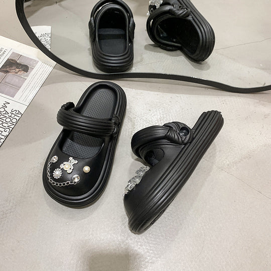 Damen Sandalen mit funkelnden Dekoren und praktischem Riemenverschluss EB