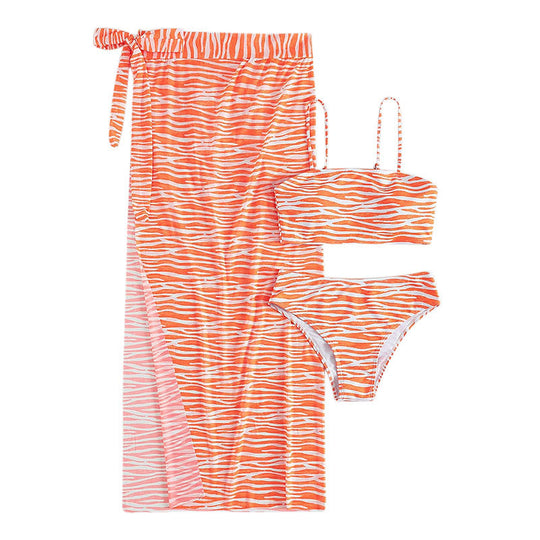 Damen Buntes Crop-Top und Rock Set EB