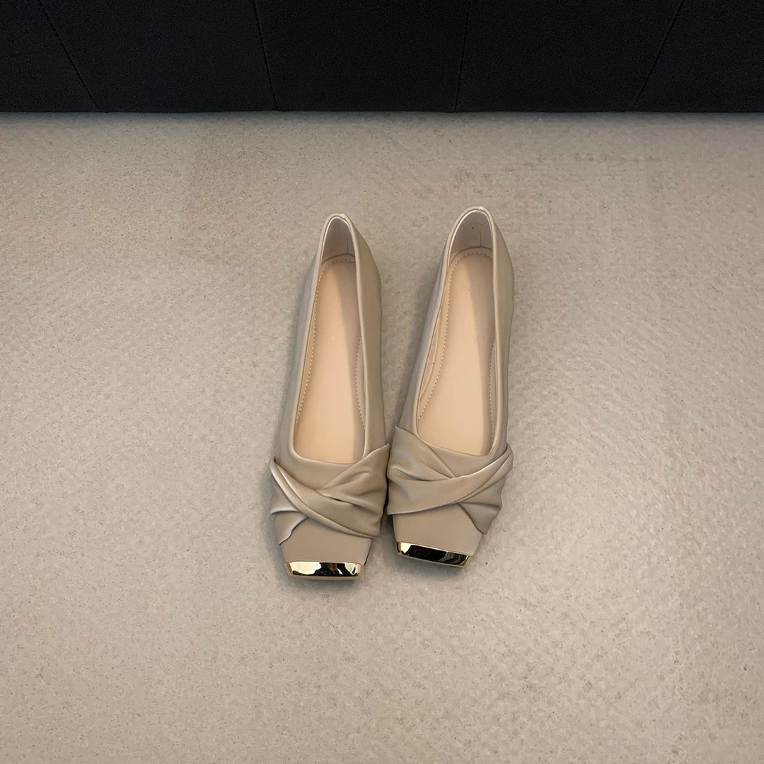 Damen Ballerinas mit eleganter Drapierung und glänzender Schuhspitze EB