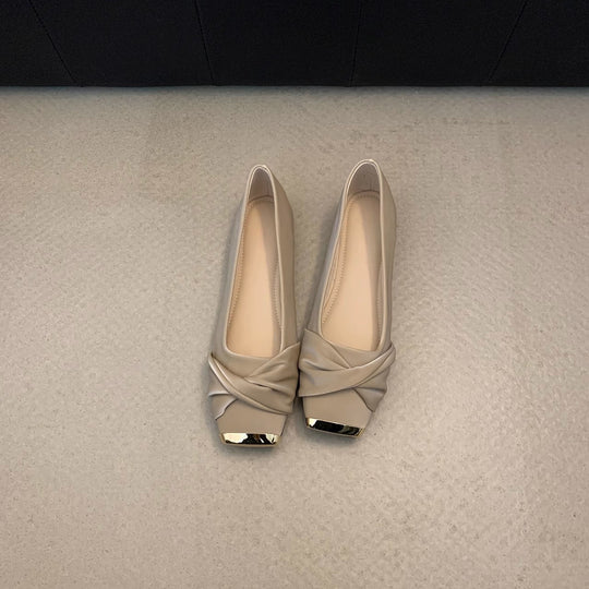 Damen Ballerinas mit eleganter Drapierung und glänzender Schuhspitze EB