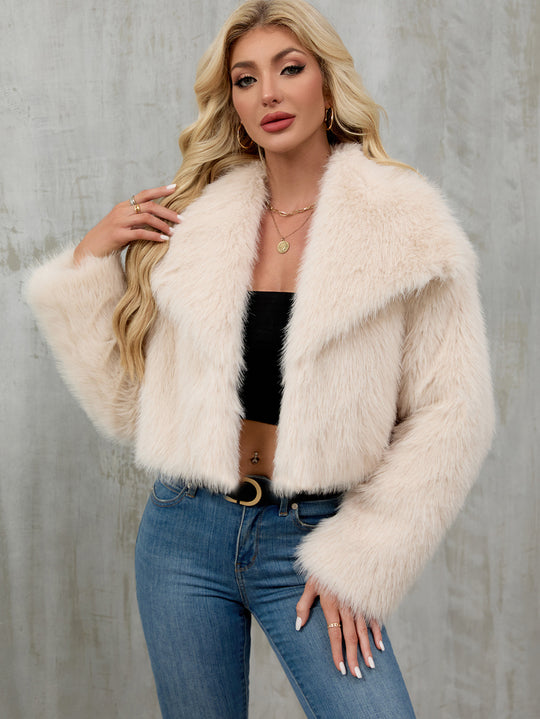 Damen Modische Kunstpelzjacke mit weitem Schnitt EB