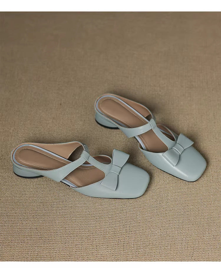 Damen Slingback-Pantoletten mit elegantem Schleifen-Design EB