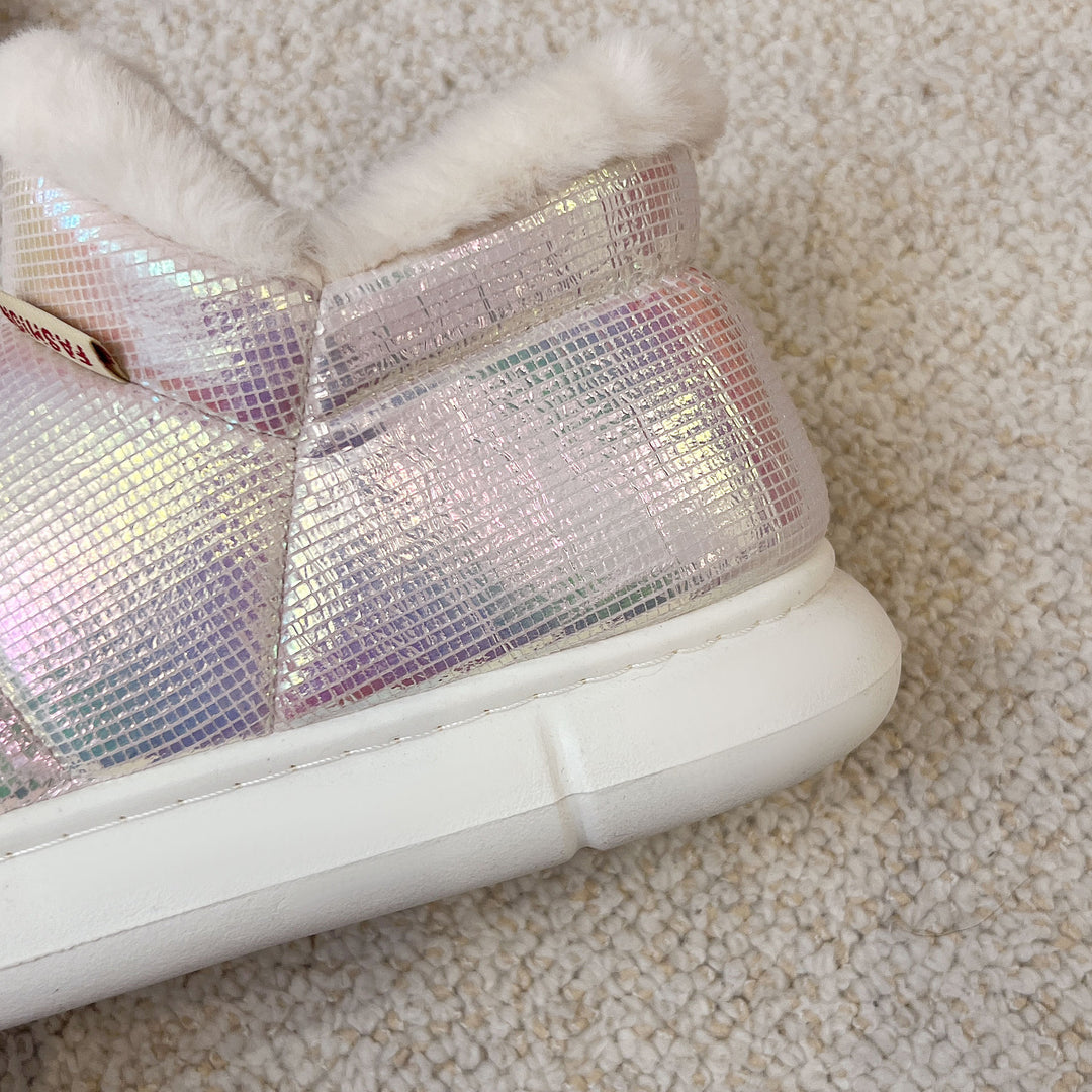 Damen gefütterte Slipper mit glänzender Oberflächenstruktur und weichem Innensohle EB