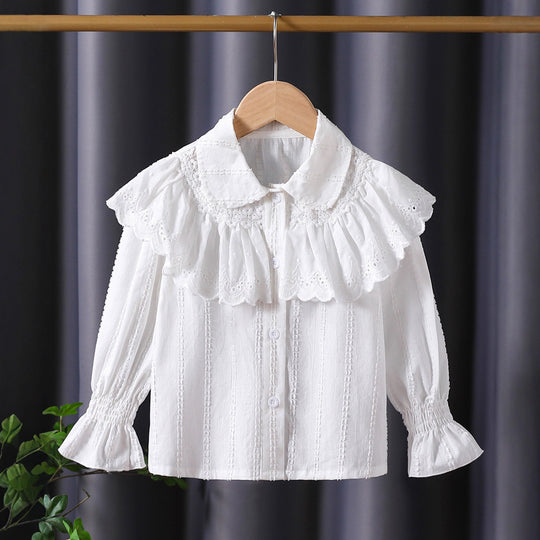 Damen verspielte Bluse mit voluminösem Kragen EB