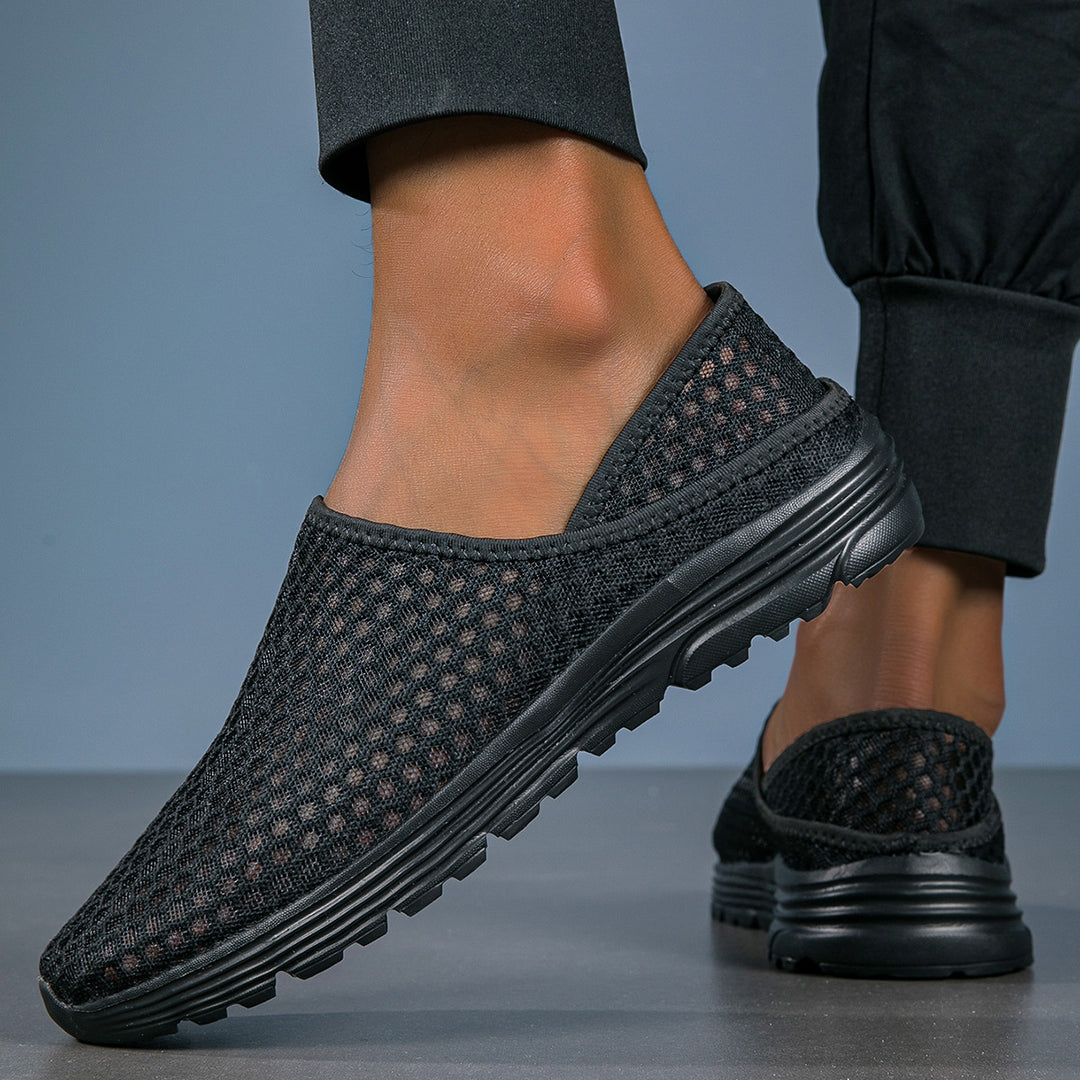 Damen nan luftige Schlupfsneaker mit Honigwaben-Strickoberteil und gedämpfter Komfortsohle EB