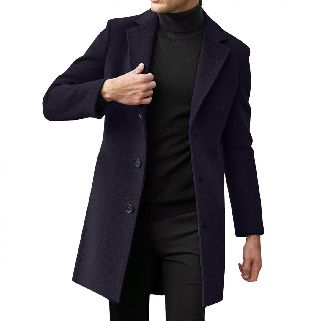 Herren nan taillierter Wollmantel mit schmaler Silhouette, klassischem Revers und verdeckter Knopfleiste EB