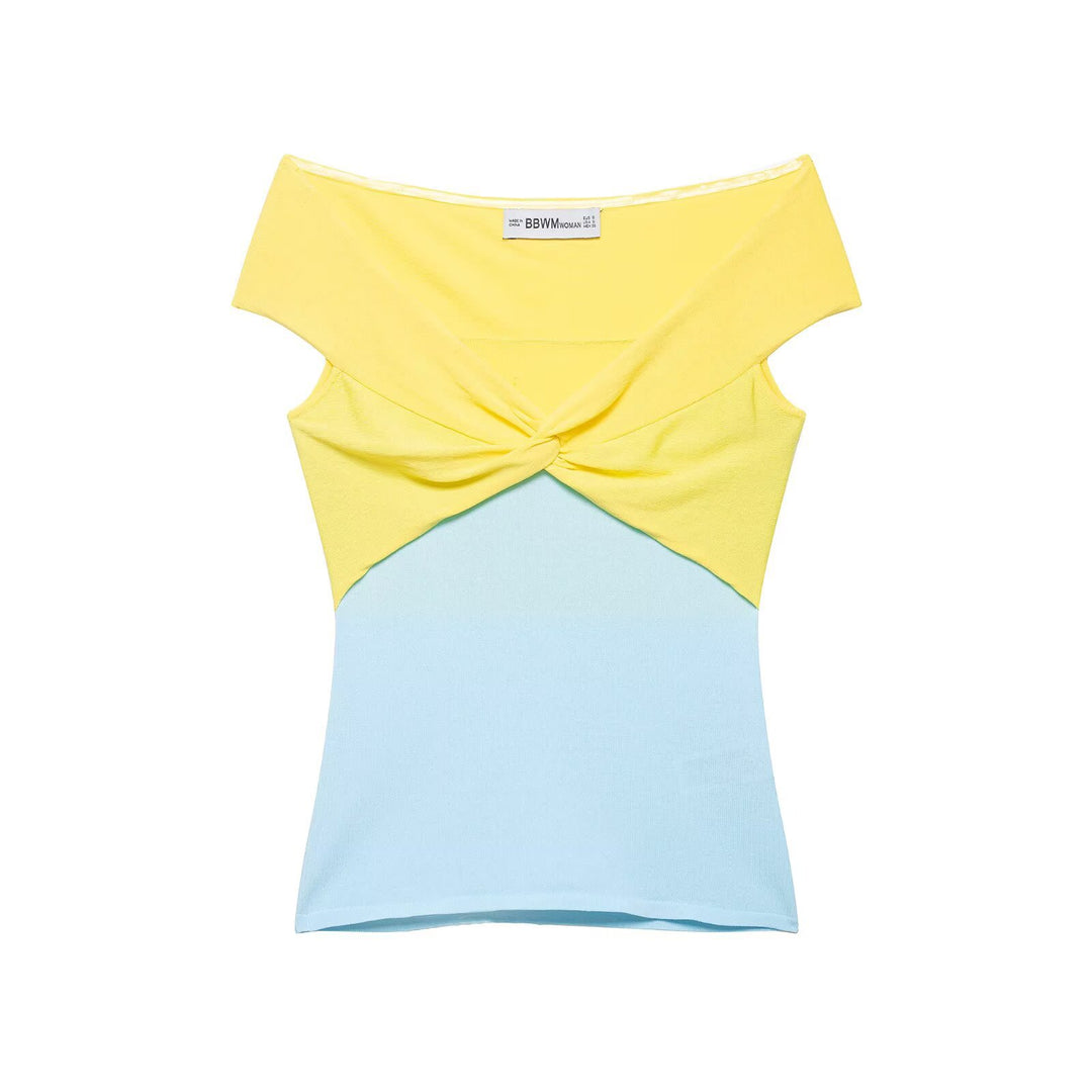Damen Off-Shoulder Oberteil mit Knoten-Detail und Farbverlauf EB