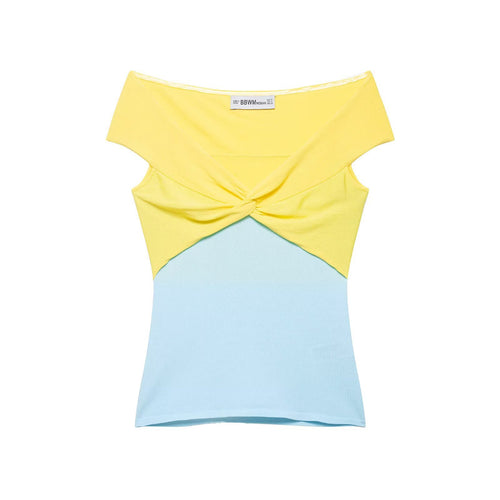 Damen Off-Shoulder Oberteil mit Knoten-Detail und Farbverlauf EB