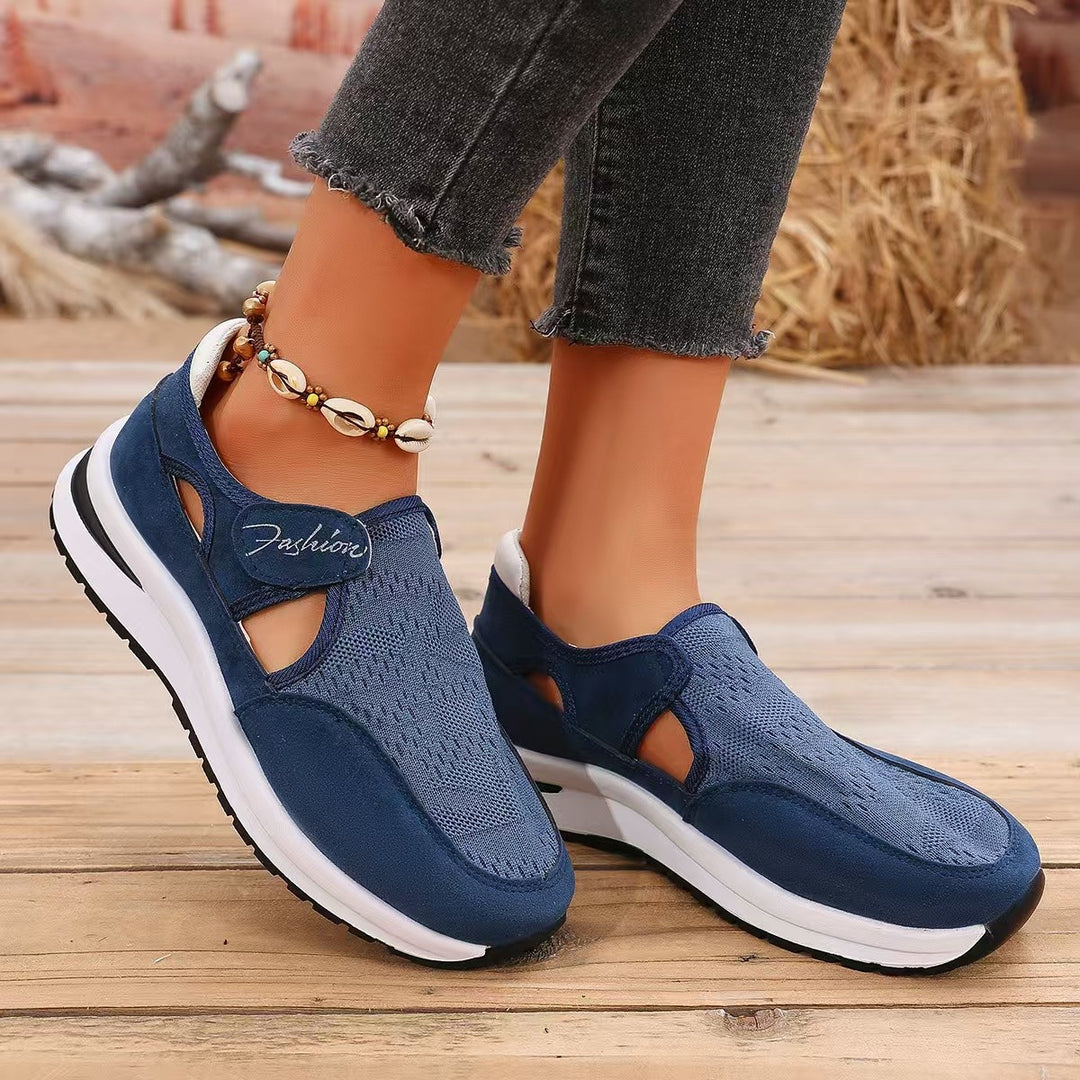Damen sportliche Slip-On Sneakers mit atmungsaktivem Mesh-Obermaterial EB