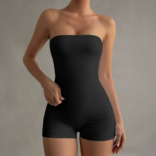 Damen Strapless Jumpsuit aus elastischem Material EB