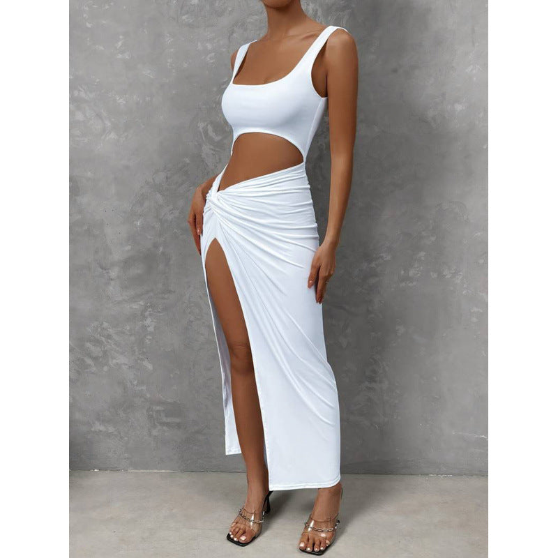 Damen Cut-Out Maxikleid mit seitlichem Schlitz und hochwertigem Material EB