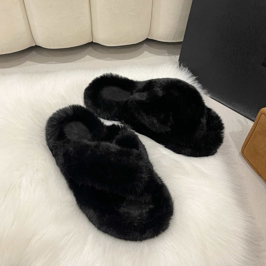 Damen Flauschige Hausschuhe mit kuscheligem Innenfutter EB