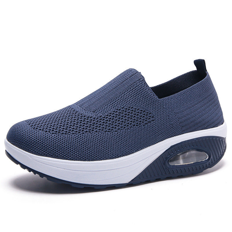 Damen Sportliche Slip-On Sneakers mit atmungsaktiver Strickoberfläche EB