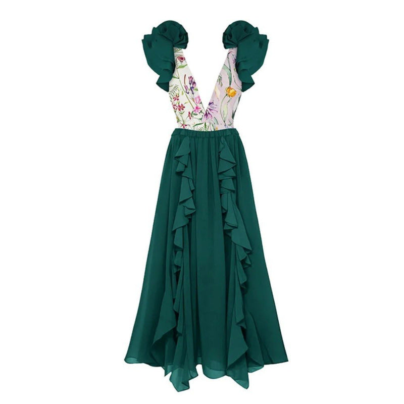 Damen Badeanzug-Set mit voluminösen Rüschendetails und elegantem Überrock EB