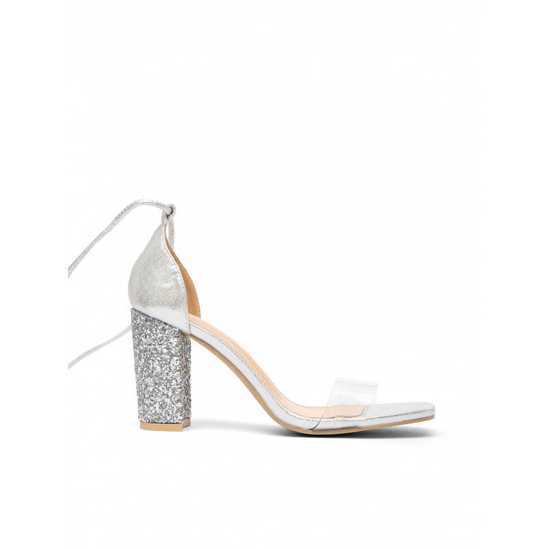 Damen Glitzernde Hochzeits Sandalen EB