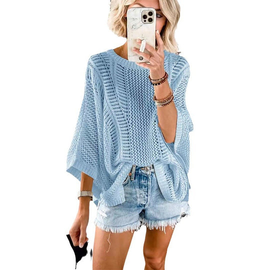 Damen lässiger Strickoversize-Pullover EB