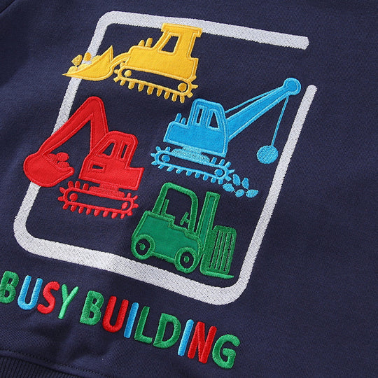 Jungen Sweatshirt mit kreativem Baustellenfahrzeug-Design EB
