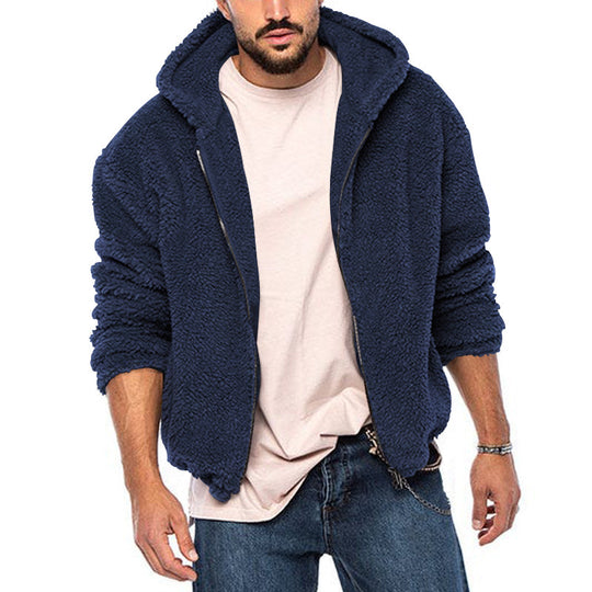 Herren Fleecejacke mit weichem Innenfutter und Kapuze EB