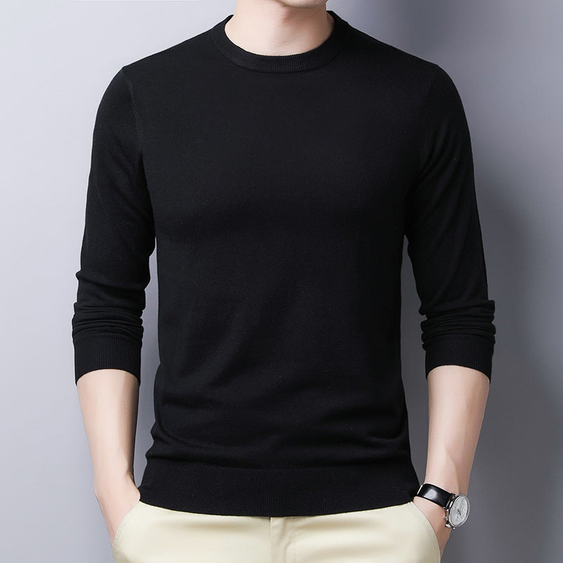 EB | Langarm T-Shirt Slim Fit Wolle Seide Rundhalsausschnitt mit Rippbündchen