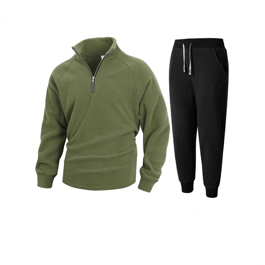 Herren Fleece-Oberteil mit modernem Stehkragen und sportlicher Jogginghose EB