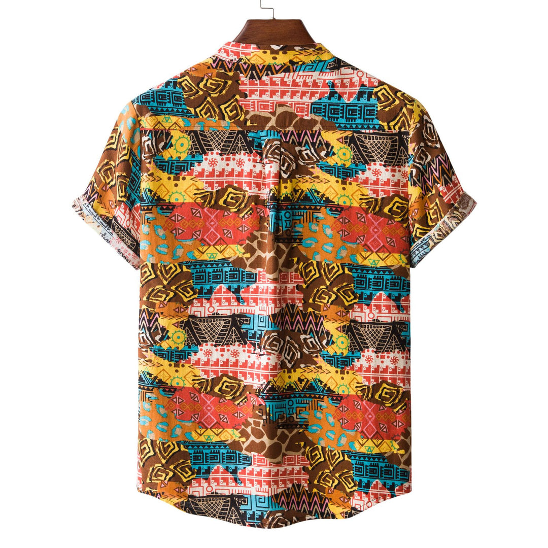 Herren Kurzarmhemd im kreativen Ethno-Design EB