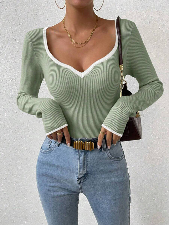 Damen Langarmshirt mit herzförmigem Ausschnitt EB