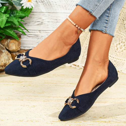Damen Elegante Ballerinas mit dekorativem Metallring EB