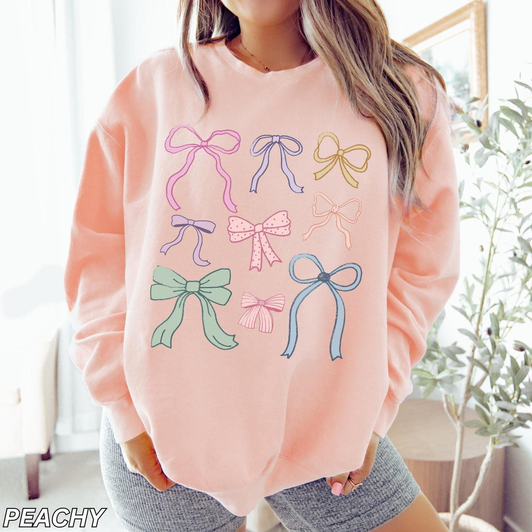 Damen lässiger Sweatshirt mit bunten Schleifenmotiven EB