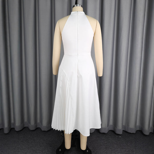 Damen Elegantes Midikleid mit Keyhole-Ausschnitt und plissiertem Saum EB