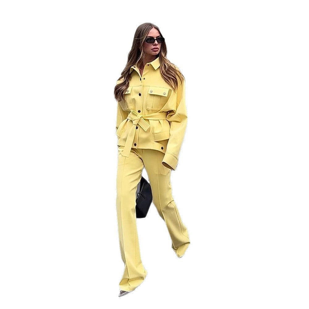 Damen modische Oversized Jacke und Pants Set EB