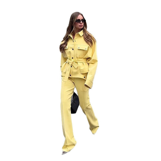 Damen modische Oversized Jacke und Pants Set EB