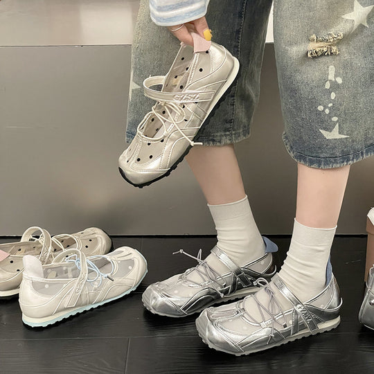 Damen elegante Ballerinas mit Punkten EB