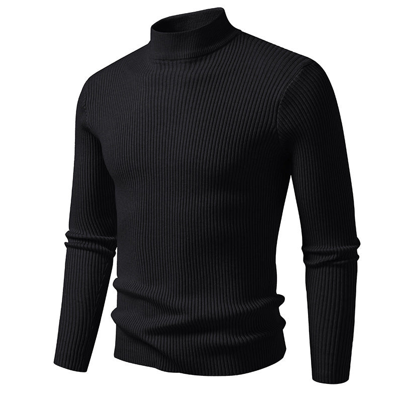 Herren Rollkragenpullover aus feinem Rippstrick mit figurbetontem Schnitt EB