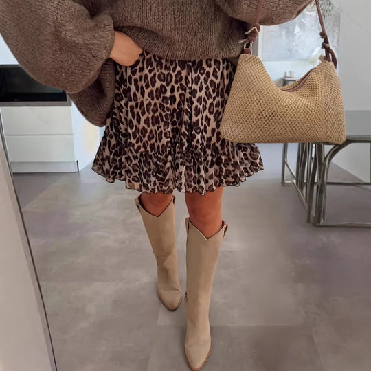 Damen Midirock mit voluminösem Schnitt und modernem Tiermuster EB