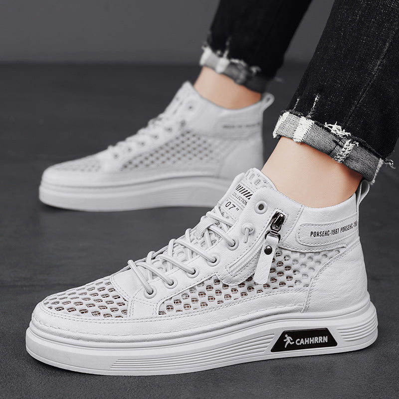 Damen modische High-Top Sneakers mit atmungsaktivem Netzdesign und rutschfester Laufsohle EB