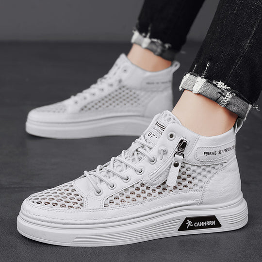 Damen modische High-Top Sneakers mit atmungsaktivem Netzdesign und rutschfester Laufsohle EB