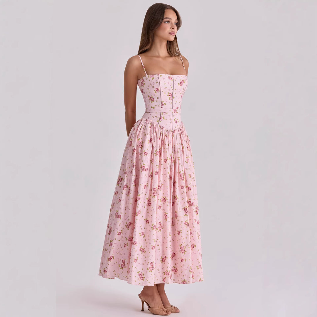 Damen Blumiges Midi-Kleid mit raffiniertem Schnitt EB