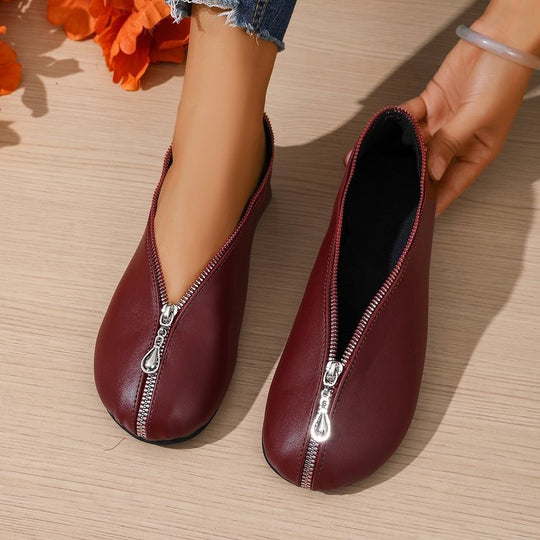 Damen bequeme Schlupfschuhe mit praktischem Reißverschluss EB