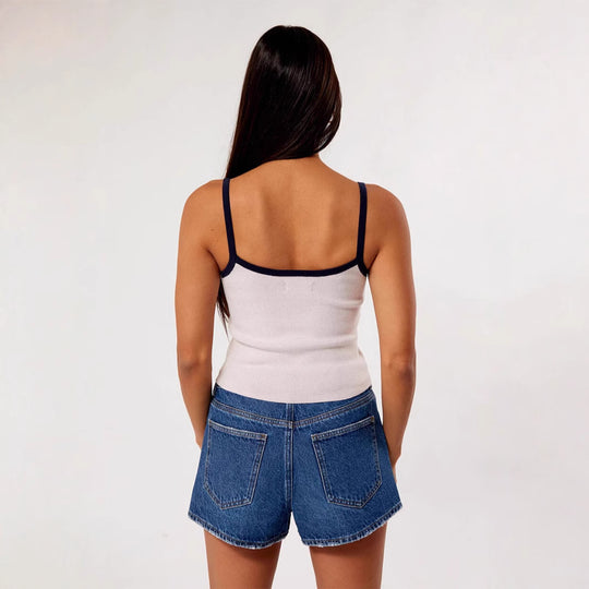 Damen Figurbetontes Crop-Top mit edlem Schriftzug EB