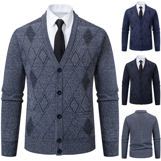 Herren Strickjacke mit eleganter Rautenstruktur EB