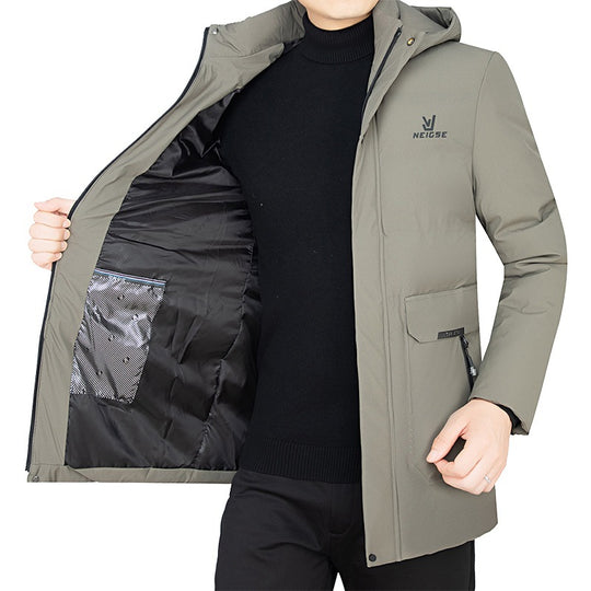 Herren Thermo-Winterkurzmantel mit luxuriösem Kunstfell-Innenfutter und Stehkragen EB