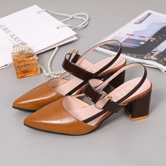 Damen Elegante Slingback-Pumps mit modischem Blockabsatz und verstellbarem Riemen EB