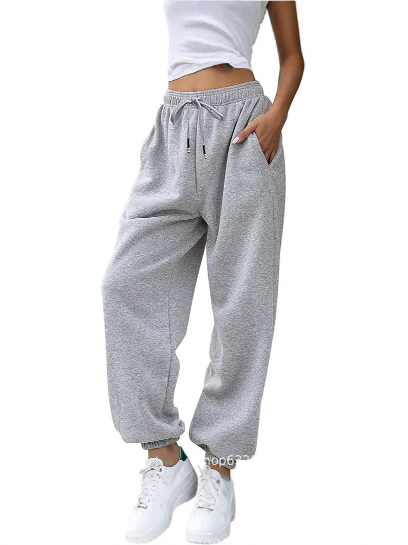 Damen nan lässige Jogginghose mit hohem Bund elastischen Knöchelabschlüssen und weichem Fleecefutter EB