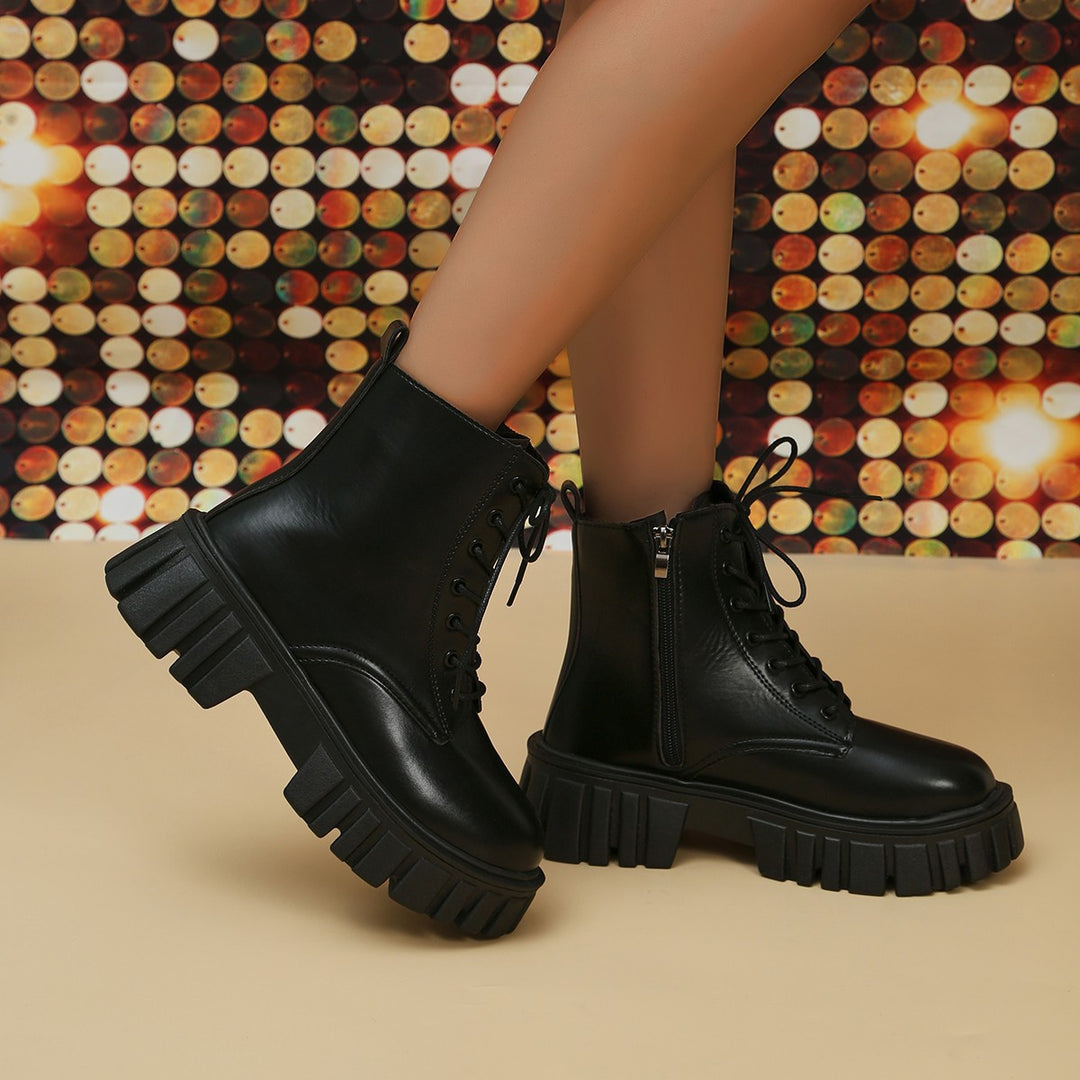 Damen Chunky Boots mit robustem Profil und praktischem Reißverschluss EB