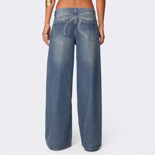 Damen lässige Schlagjeans mit weitem Bein EB