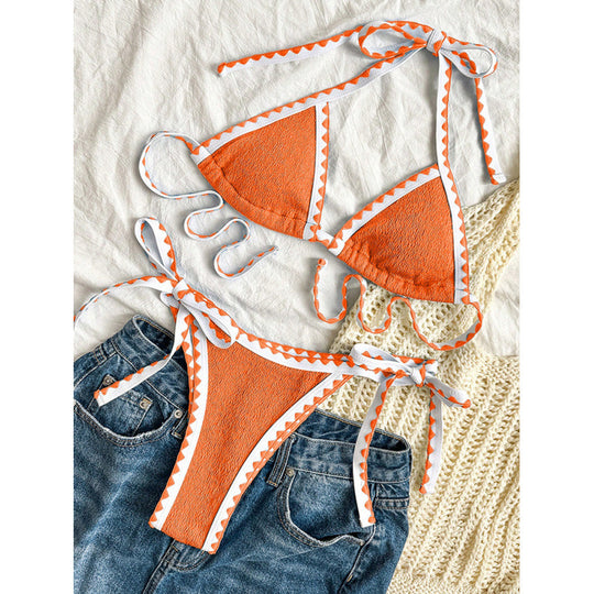 Damen Triangel-Bikini mit verspieltem Zickzackmuster EB