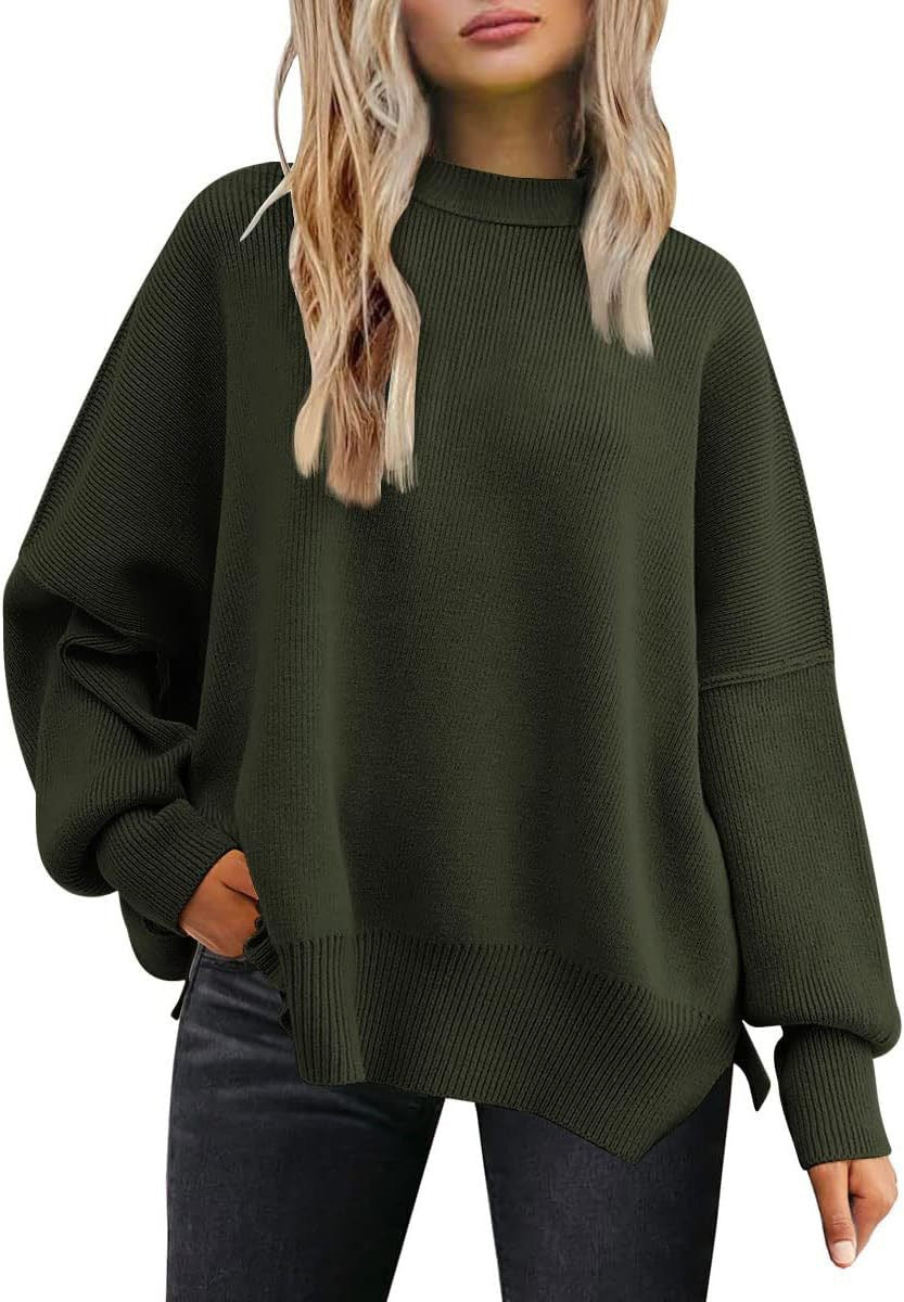 Damen Oversized Strickpullover mit breiten Ärmeln und strukturierter Oberfläche EB