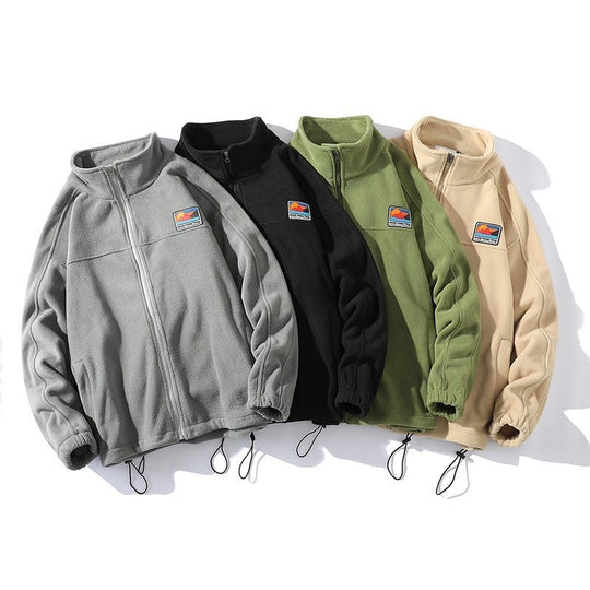 Herren Fleecejacke mit hohem Kragen und praktischen Taschen EB
